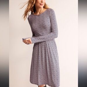 Boden Abigail Stretch Jersey Daisy Floral Dress Long Sleeve Classic Size 10 P